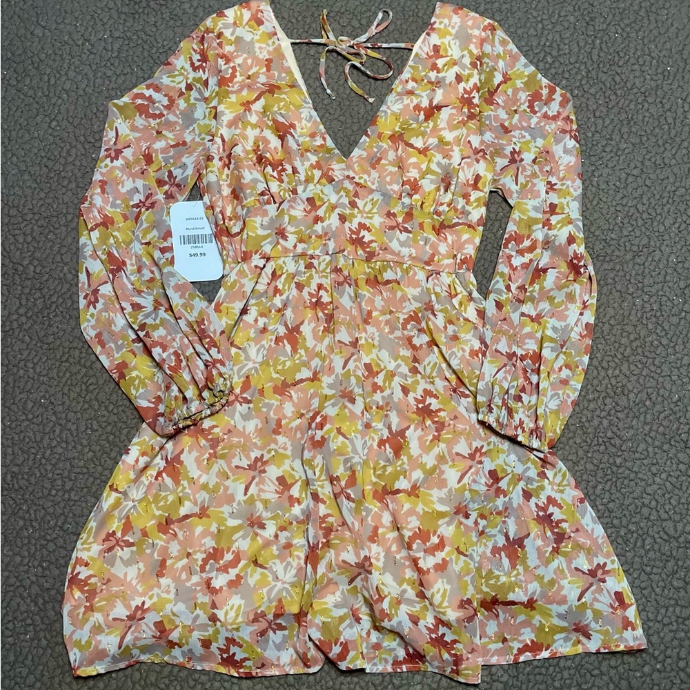 Vibrant Floral Dress with V-Neck